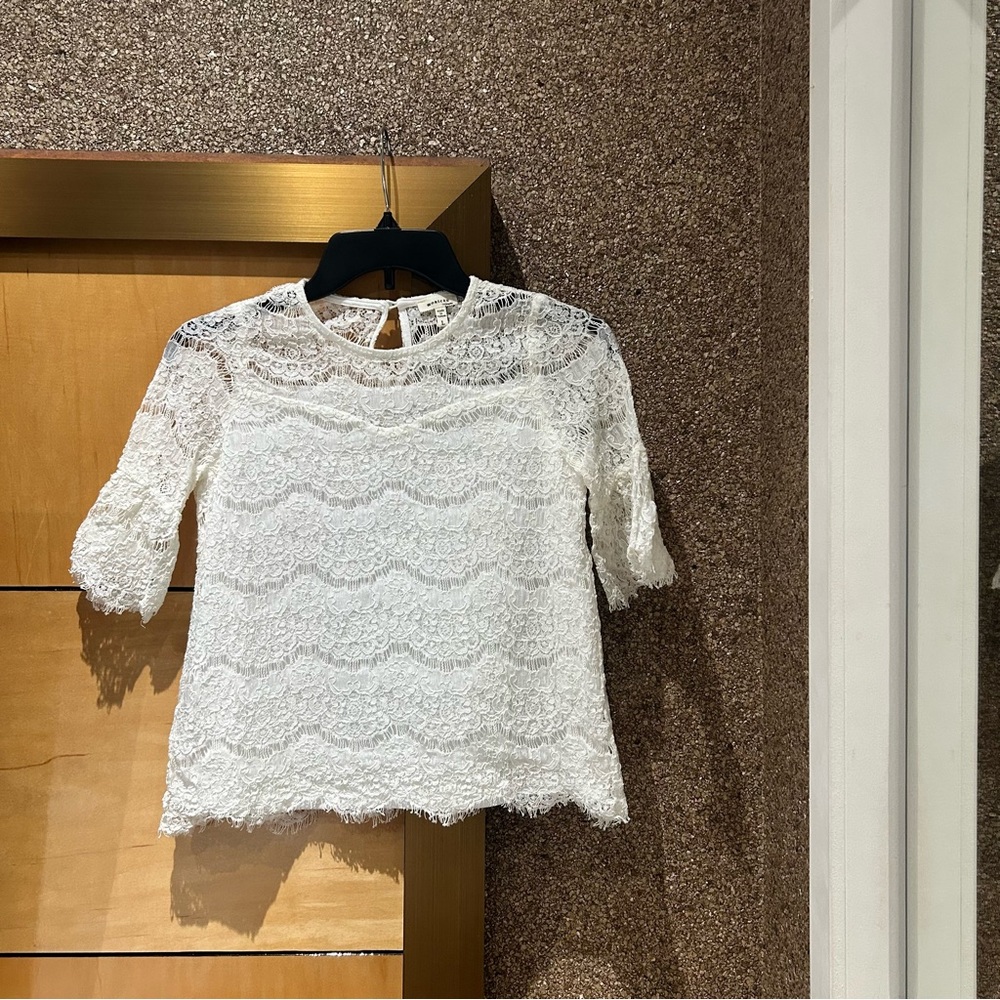 Monteau Los Angeles girls white lace blouse
